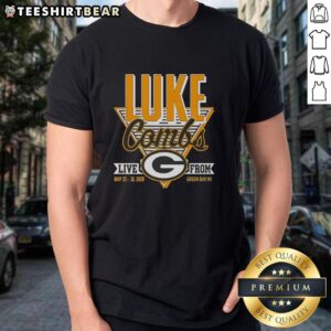 Premium Green Bay Packers Luke Combs T-Shirt from May 15-16, 2026 concert in Green Bay, WI, featuring vibrant team colors.