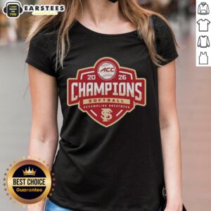 2026 Florida State Seminoles ACC Softball Tournament Champions ladies tee featuring team colors and logo.