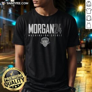 Premium Morgan 24 Washington Spirit T-Shirt featuring vibrant team colors and stylish design for soccer fans.