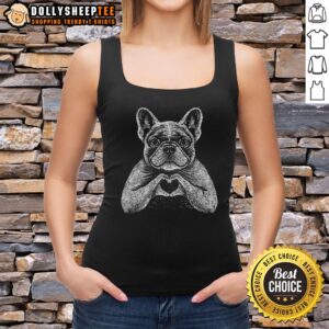 French Bulldog heart amour tank top featuring a cute dog graphic, perfect for pet lovers and casual wear.