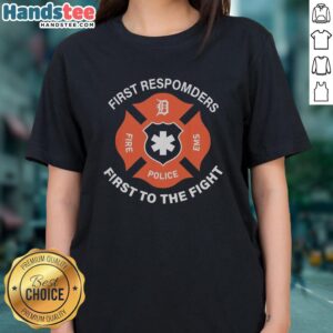 Alt Text: Official Detroit Tigers X First Responders First to the Fight Night 2026 ladies tee in vibrant colors and design.