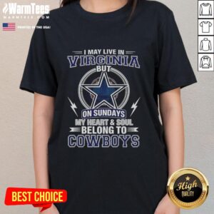 Dallas Cowboys ladies tee showcasing love for the NFL team, perfect for fans living in Virginia on game days.