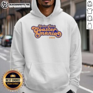 Good Cedar Point Coastermania 2026 hoodie in vibrant colors, featuring coaster designs and event logo.