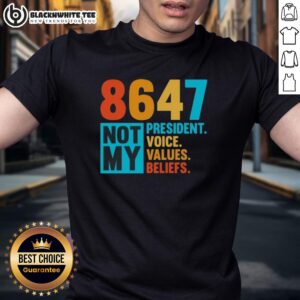 Alt Text: Top Pink 8647 Not My President Voice Values Beliefs T-Shirt showcasing a vibrant pink design with impactful text.