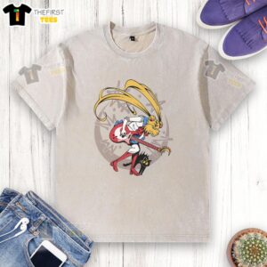 Top Rock N Roll in the Moonlight Sailor Moon washed t-shirt featuring vibrant graphics and a stylish design.