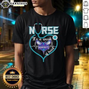 Charlotte Hornets Nurse NBA T-Shirt featuring a stethoscope shaped heart design, perfect for sports and healthcare fans.