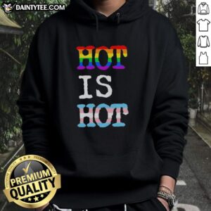 Pretty Hot Is Hot Pride Transgender Flag Rainbow Hoodie showcasing vibrant colors and inclusivity for LGBTQ+ pride.