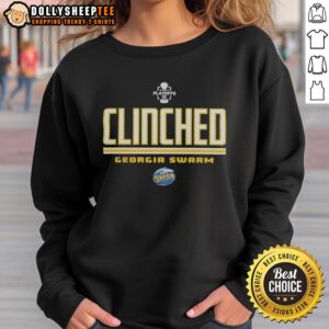 Original Georgia Swarm Clinched NLL 2026 Playoffs Logo Sweatshirt featuring vibrant team colors and design.