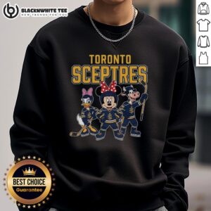 Awesome Toronto Scepters cartoon team ice hockey sweatshirt featuring vibrant graphics and a stylish design.