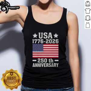 Awesome USA 1776-2026 250th Anniversary flag tank top featuring patriotic design for celebrating American history.