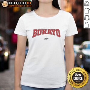 Premium Arsenal Bukayo Saka Ladies Tee featuring The Star Boy from Hale End, perfect for fans and stylish wear.