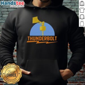 Original Thunderbolt Civil Defense Siren Lightning Bolt Hoodie featuring a striking design and vibrant colors.