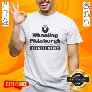 Premium Wheeling Pittsburgh Steel Corporation Benwood Works T-Shirt featuring a vintage design and high-quality fabric.