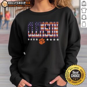 Good Clemson Tigers Tall Type Flag Sweatshirt featuring bold graphics and a comfortable fit for fans.