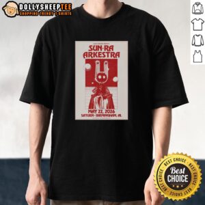 Official Sun Ra Arkestra Birmingham AL May 22 2026 poster t-shirt featuring vibrant design and event details.