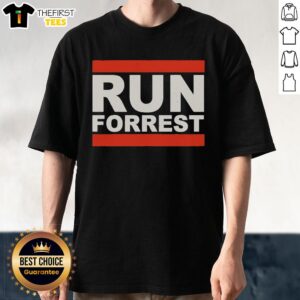 Alt Text: Official Run Forrest Mashup T-Shirt featuring Forrest Gump and Run DMC design, perfect for fans of both.