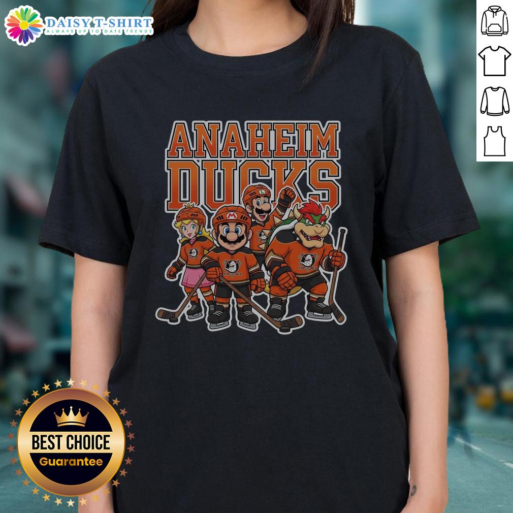 Awesome Anaheim Ducks Super Mario Team Ice Hockey Ladies Tee