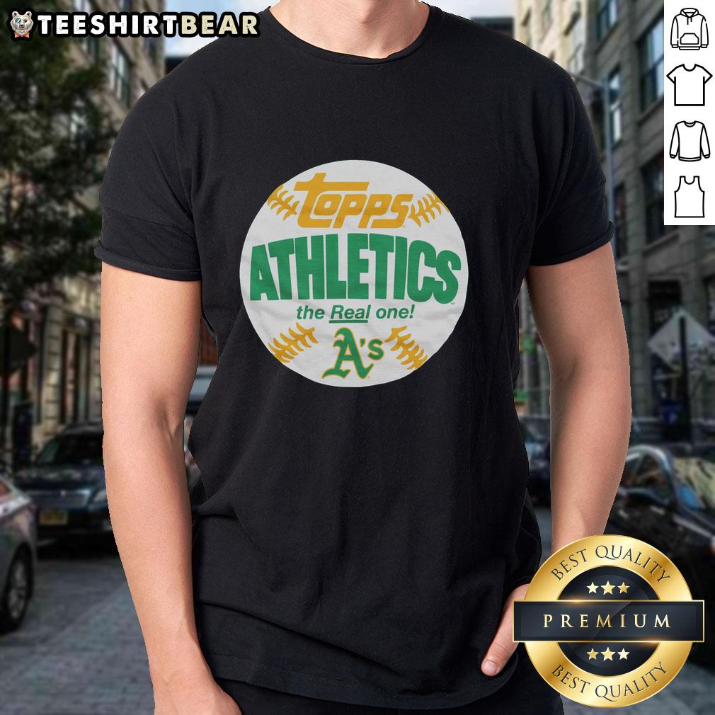 awesome-athletics-mlb-x-topps-baseball-the-real-one-t-shirt Awesome Athletics MLB x Topps 'The Real One' T-shirt featuring a bold design for baseball fans and collectors.
