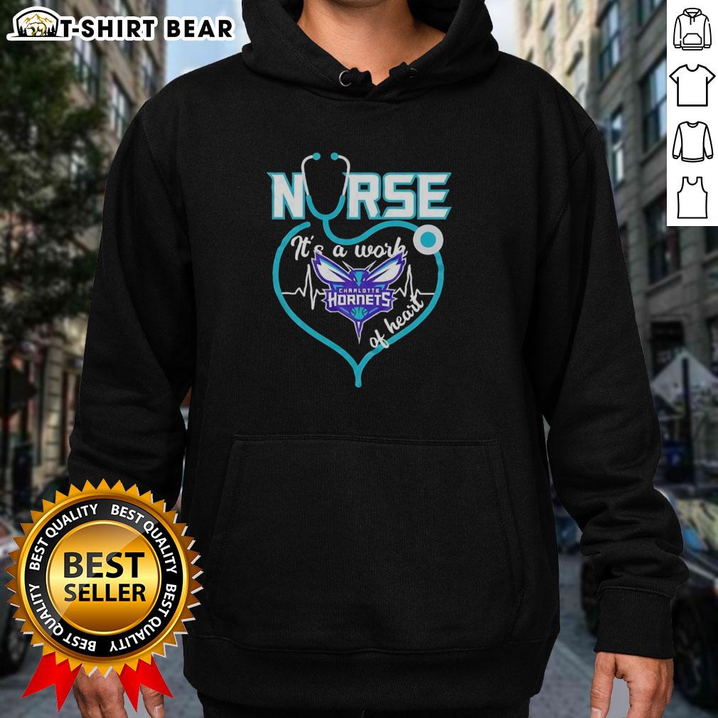 Awesome Charlotte Hornets Nurse It's A Work Of Heart Stethoscope Shaped Heart Nba Hoodie Alt Text: Awesome Charlotte Hornets hoodie featuring a stethoscope-shaped heart design, perfect for NBA fans and nurses.