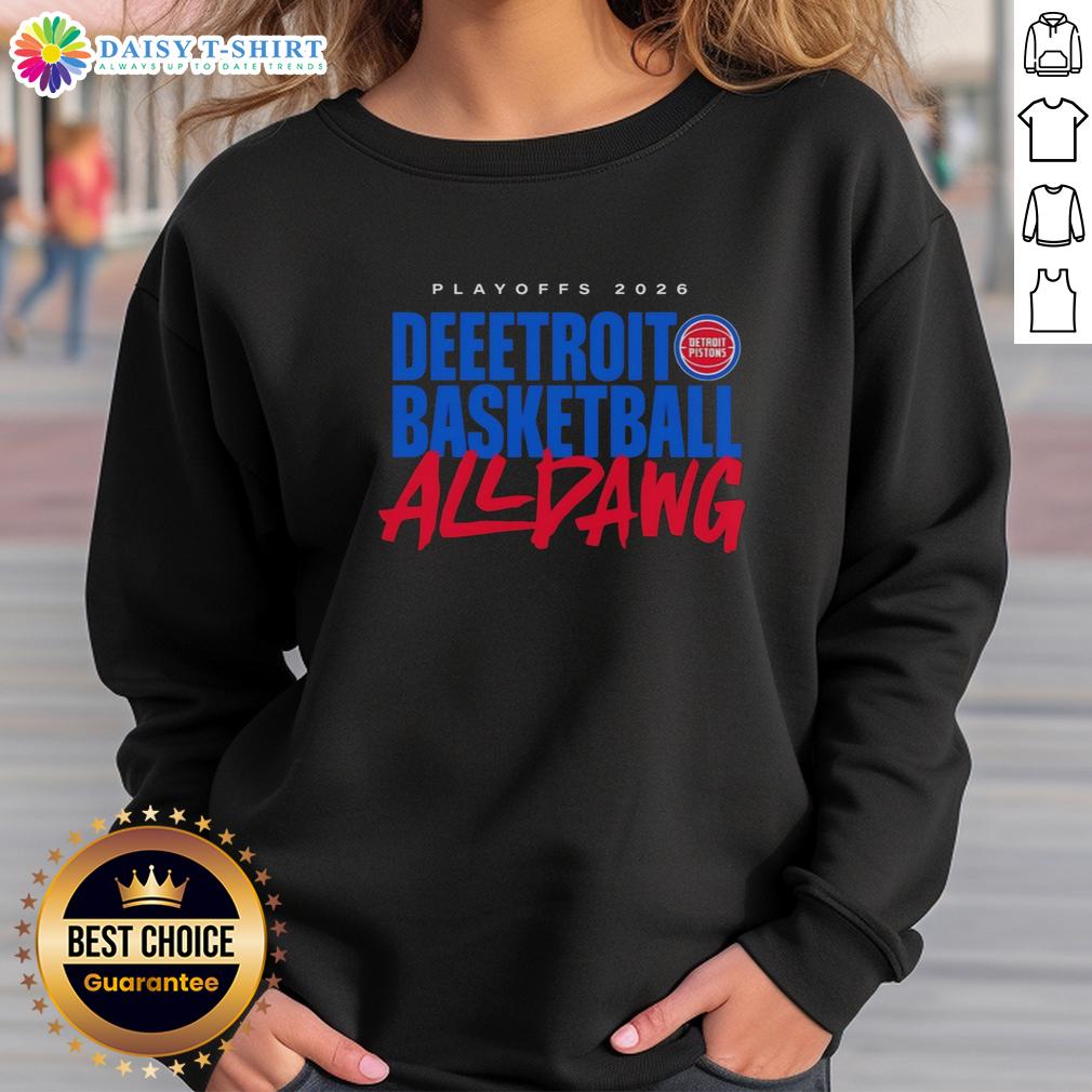 Awesome Detroit Pistons All Dawg Nba Playoffs 2026 Sweatshirt Awesome Detroit Pistons All Dawg NBA Playoffs 2026 Sweatshirt in vibrant blue with bold team graphics.