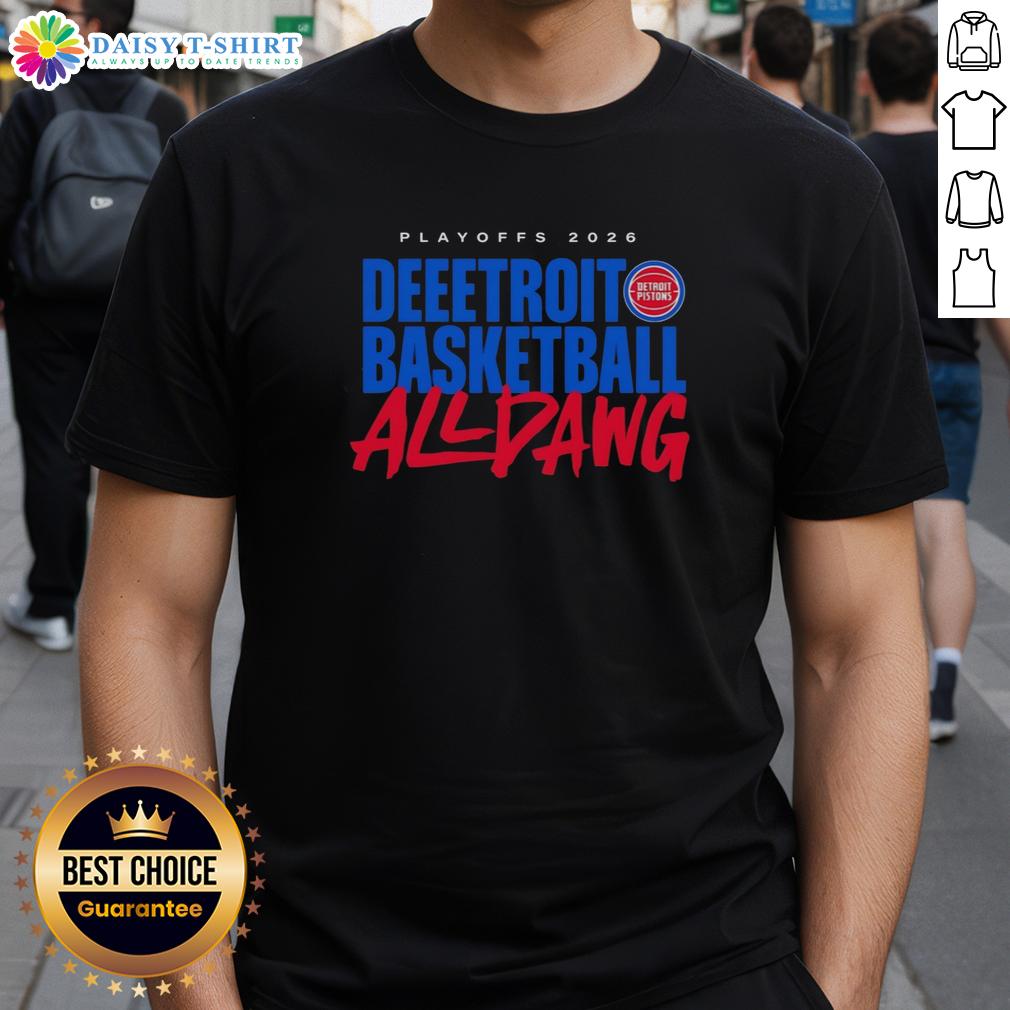 Awesome Detroit Pistons All Dawg Nba Playoffs 2026 T Shirt Awesome Detroit Pistons All Dawg NBA Playoffs 2026 T-Shirt featuring bold graphics and team colors for fans.