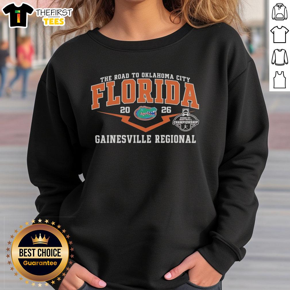 awesome-florida-gators-road-to-oklahoma-city-2026-gainesville-regional-softball-sweatshirt Awesome Florida Gators Road to Oklahoma City 2026 Gainesville Regional Softball Sweatshirt featuring team colors and logo.