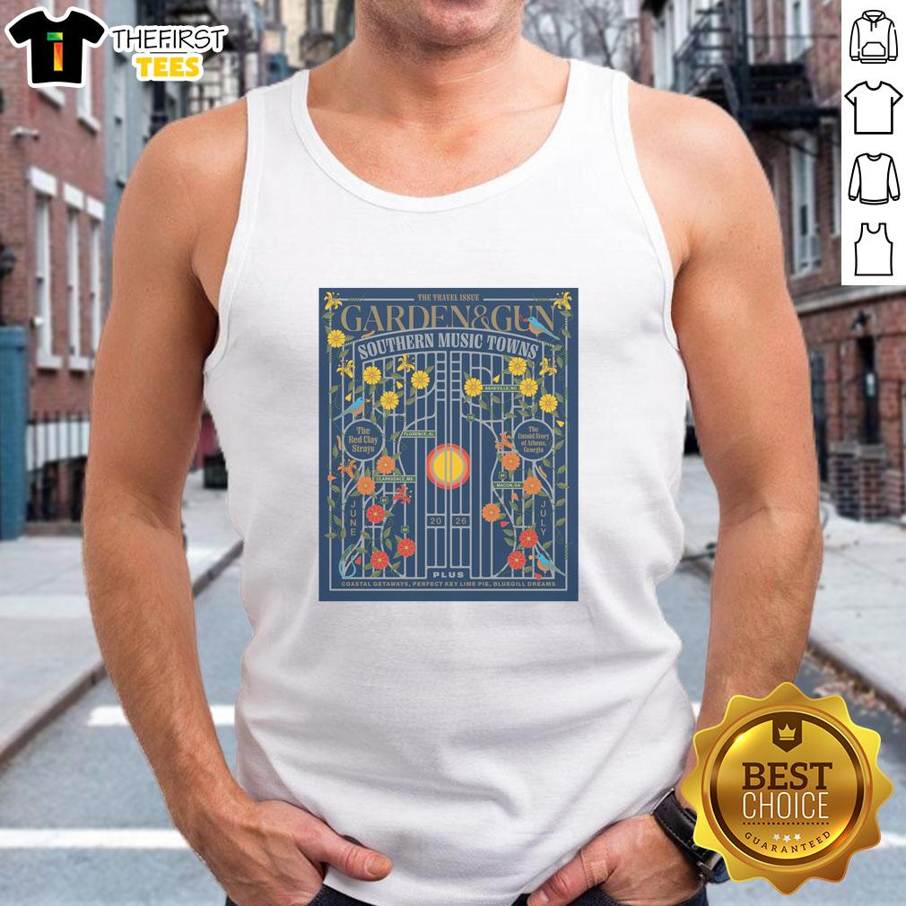 awesome-garden-and-gun-southern-music-towns-june-july-2026-tour-poster-tank-top Awesome Garden and Gun Southern Music Towns June July 2026 tour poster featured on a stylish tank top.