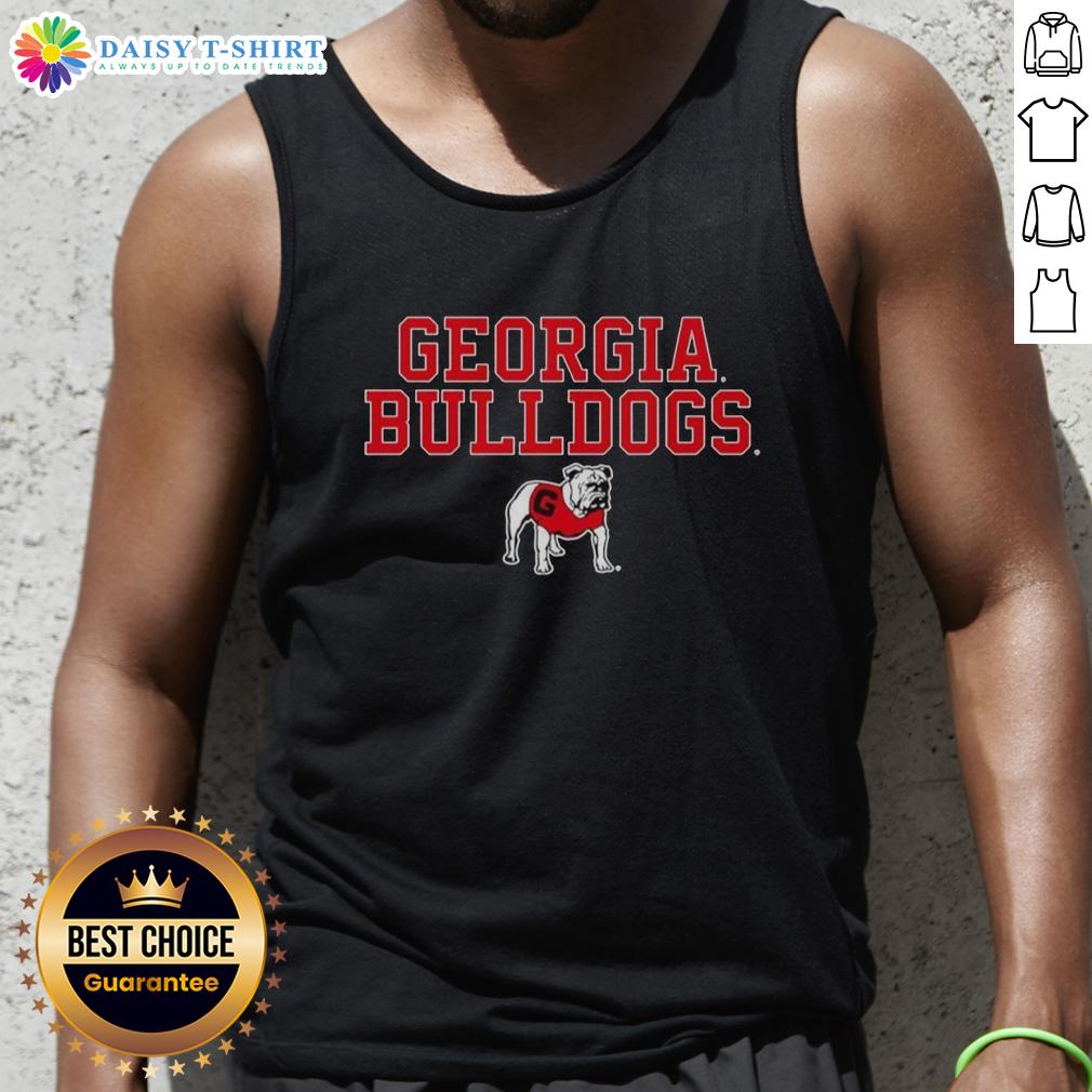 Awesome Georgia Bulldogs Ncaa Text Logo Stack Mascot Tank Top Alt Text: Awesome Georgia Bulldogs NCAA text logo stack mascot tank top for fans, featuring vibrant team colors and stylish design.