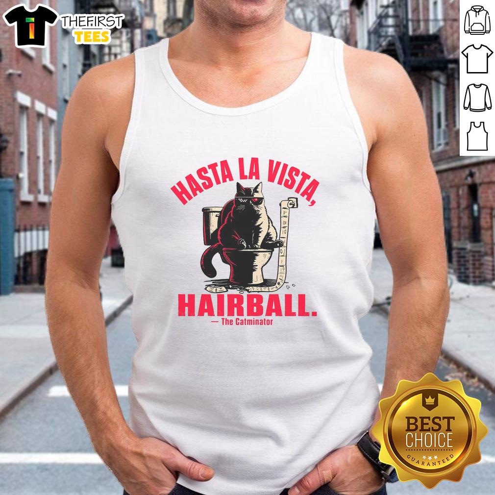 awesome-hasta-la-vista-hairball-cat-tank-top Awesome Hasta La Vista Hairball Cat Tank Top featuring a playful cat graphic, perfect for cat lovers and casual wear.
