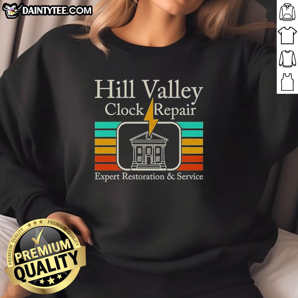 awesome-hill-valley-clock-tower-back-to-the-future-hill-valley-clock-repair-sweatshirt Awesome Hill Valley Clock Tower sweatshirt inspired by Back to the Future, featuring iconic clock repair design.