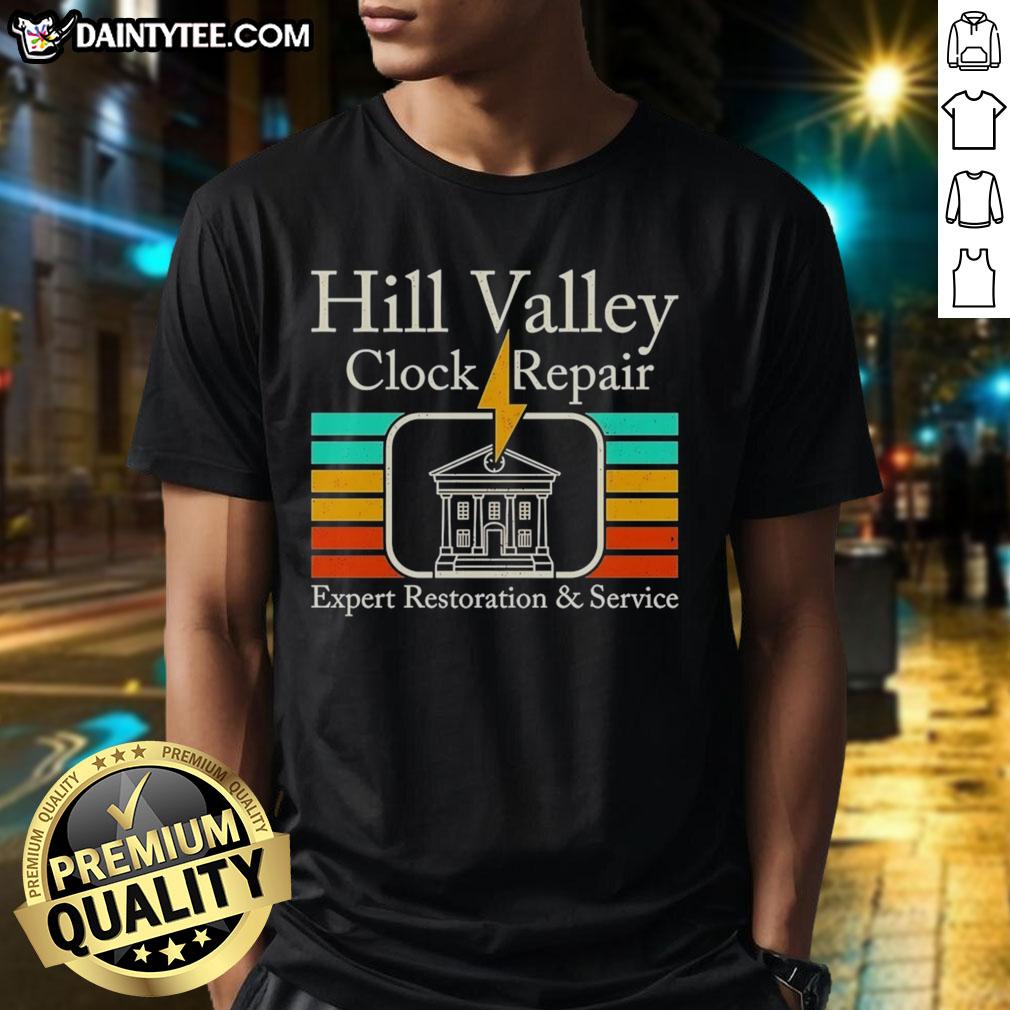awesome-hill-valley-clock-tower-back-to-the-future-hill-valley-clock-repair-t-shirt-1 Alt Text: Awesome Hill Valley Clock Tower T-Shirt inspired by Back to the Future featuring iconic timepiece design.