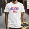 Alt Text: Awesome American Flag T-Shirt with 'I Have Never Taken Any Money From AIPAC' slogan, promoting patriotism and transparency.