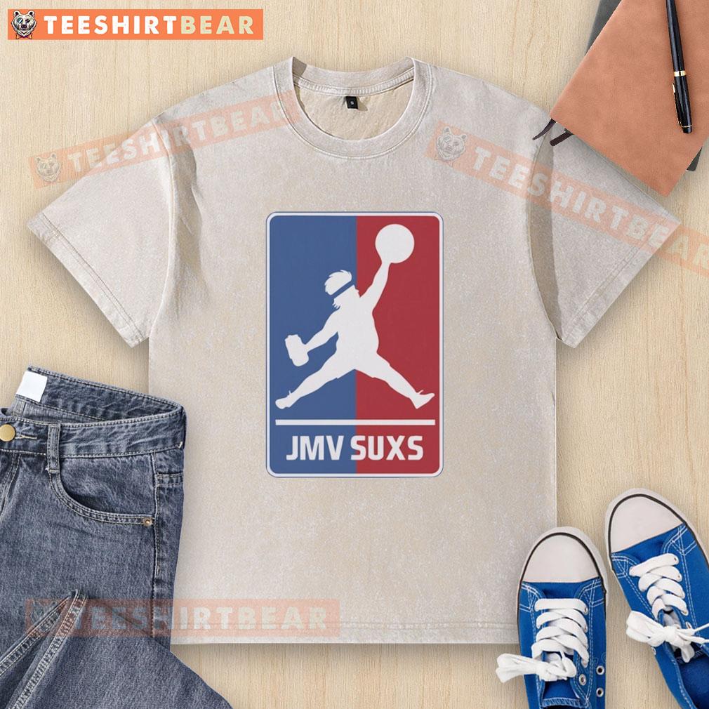 awesome-jmv-jmv-suxs-mlb-jumpman-parody-overweight-baseball-pitcher-washed-t-shirt Alt Text: Overweight baseball pitcher wearing a washed t-shirt featuring the Awesome JMV Jumpman parody design.