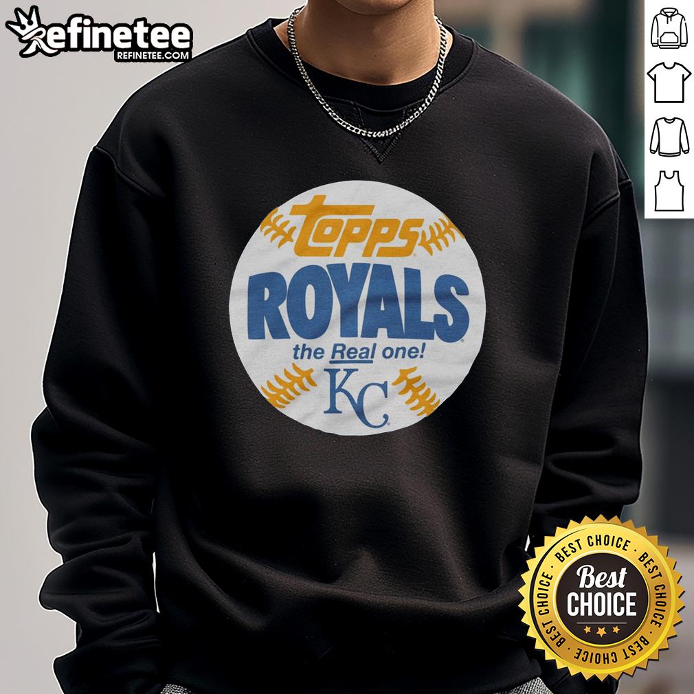 awesome-kansas-city-royals-mlb-x-topps-baseball-the-real-one-sweatshirt Alt Text: Awesome Kansas City Royals MLB X Topps Baseball sweatshirt featuring vibrant team colors and logo design.