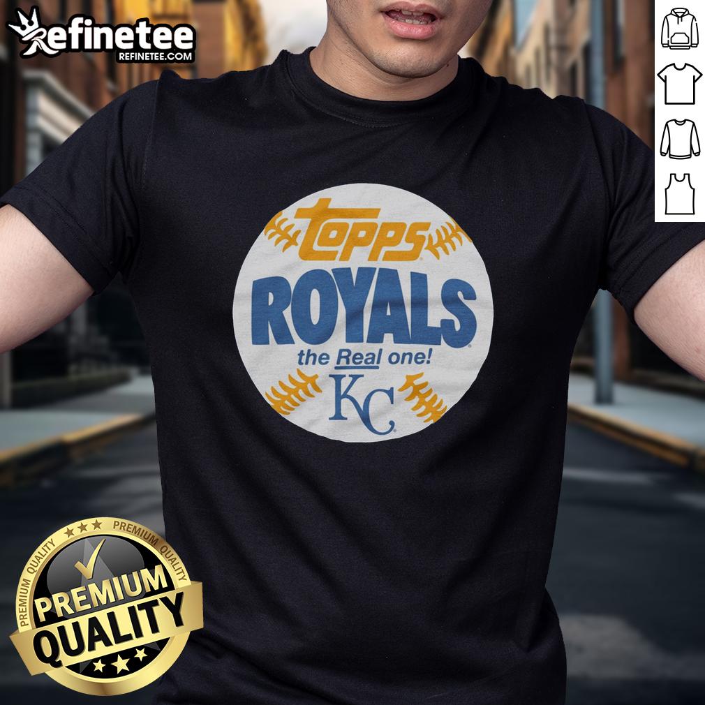 awesome-kansas-city-royals-mlb-x-topps-baseball-the-real-one-t-shirt Alt Text: Awesome Kansas City Royals MLB x Topps Baseball 'The Real One' T-Shirt featuring team logo and vibrant design.