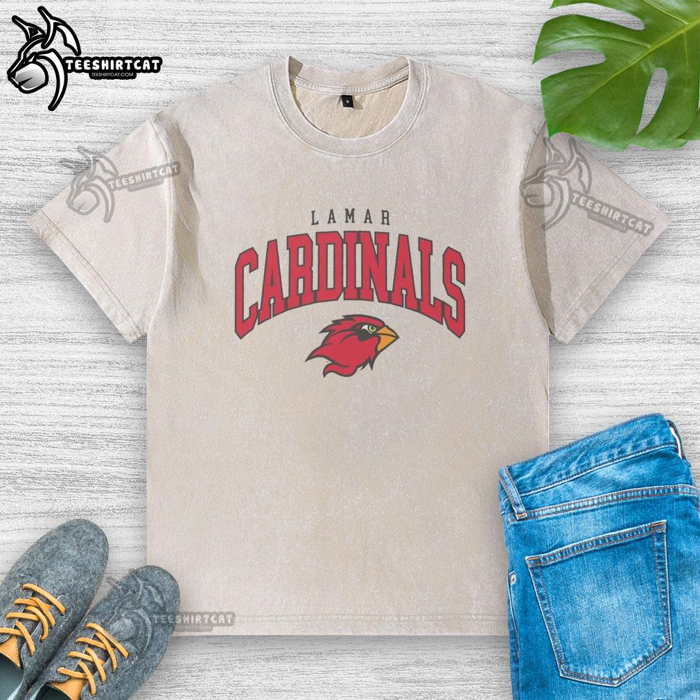awesome-lamar-cardinals-classic-logo-washed-t-shirt Awesome Lamar Cardinals classic logo washed t-shirt in vibrant colors, perfect for fans and casual wear.