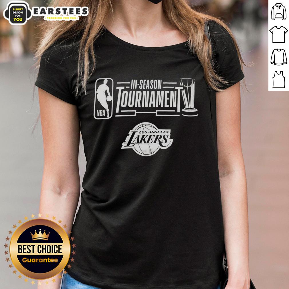 awesome-los-angeles-lakers-nba-in-season-tournament-2023-ladies-tee Stylish Los Angeles Lakers NBA In-Season Tournament 2023 ladies tee featuring team colors and logo design.