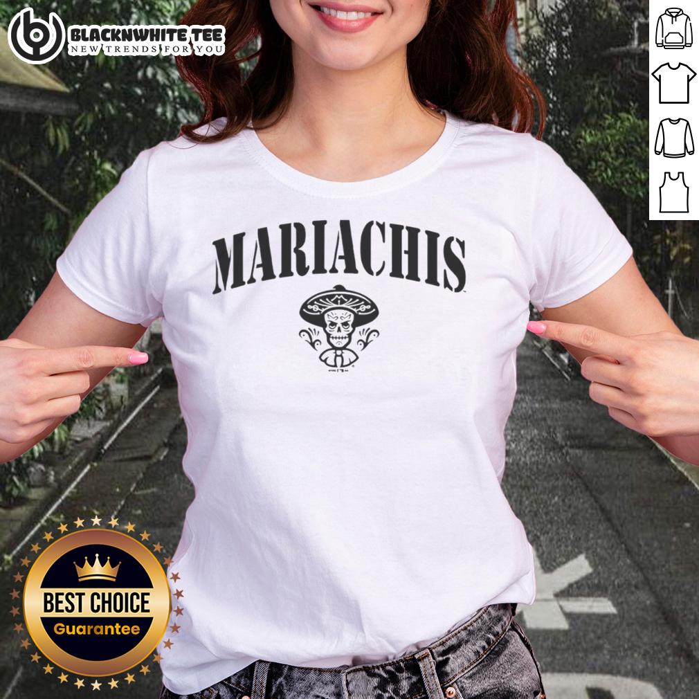 Awesome Mariachis Day Of The Dead Sugar Skull Ladies Tee Alt Text: Awesome Mariachis Day of the Dead sugar skull ladies tee featuring vibrant colors and festive design.