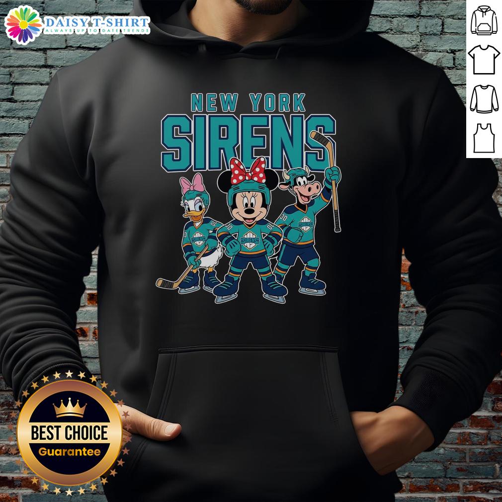 Awesome New York Sirens Cartoon Team Ice Hockey Hoodie Alt Text: Awesome New York Sirens cartoon team ice hockey hoodie featuring vibrant graphics and team logo, perfect for fans.