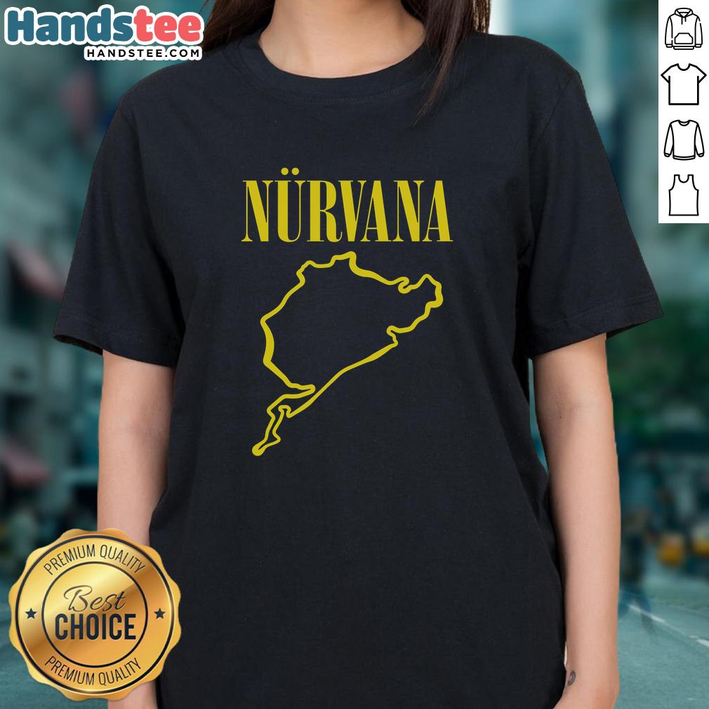 awesome-nurvana-in-vroom-ladies-tee Alt Text: Awesome Nirvana In Vroom Ladies Tee featuring vibrant graphic design, perfect for music fans and casual wear.