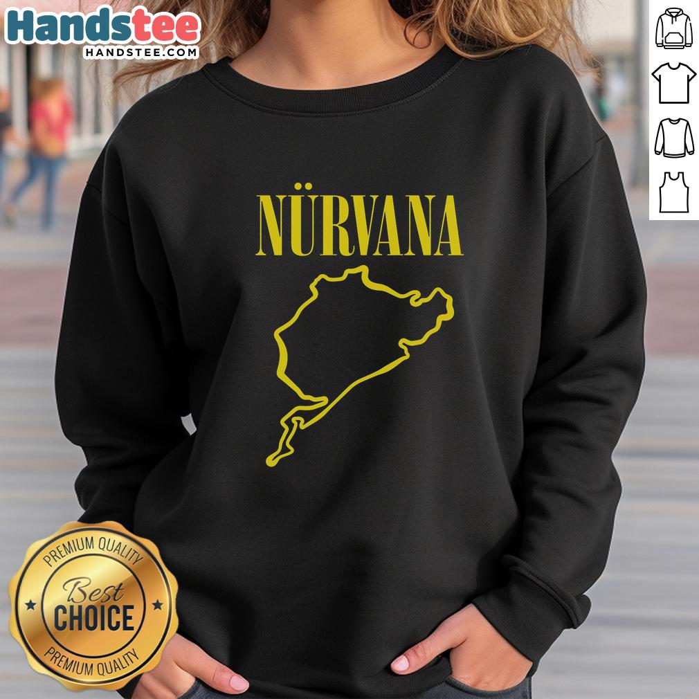 awesome-nurvana-in-vroom-sweatshirt Awesome Nirvana in Vroom sweatshirt displayed on a hanger, featuring a vibrant graphic design and cozy fabric.