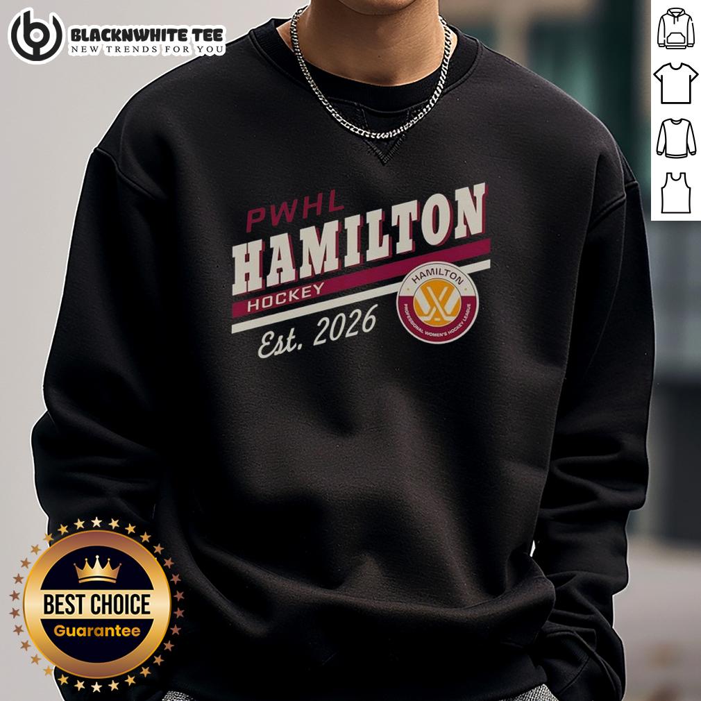 Awesome Pwhl Hamilton Hockey Est 2026 Logo Sweatshirt Alt Text: Awesome PWHL Hamilton Hockey Est 2026 logo sweatshirt featuring vibrant colors and sleek design for hockey fans.