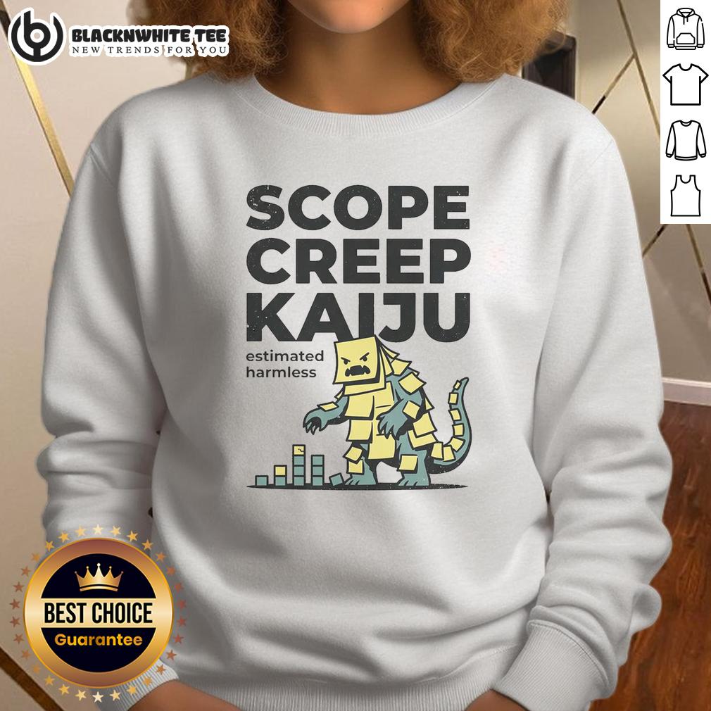 Awesome Scope Creep Kaiju Estimated Harmless Sweatshirt Awesome Scope Creep Kaiju Estimated Harmless Sweatshirt featuring a colorful kaiju design on a cozy fabric.