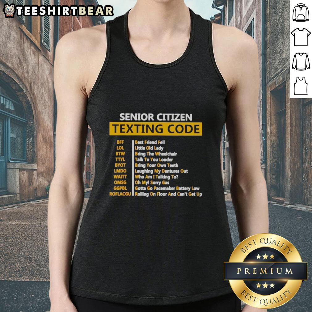 awesome-senior-citizens-texting-code-tank-top Awesome senior citizens wearing texting code tank tops, showcasing fun style and tech-savvy spirit.
