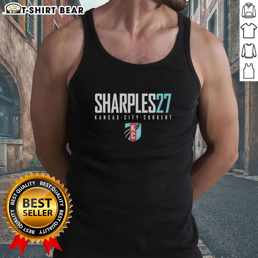 Awesome Sharples 27 Kansas City Current Kc Logo Tank Top Awesome Sharples 27 Kansas City Current KC logo tank top displayed on a mannequin, perfect for fans and casual wear.