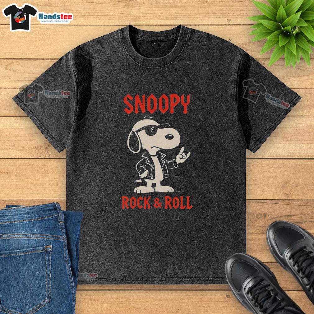 awesome-snoopy-rock-and-roll-cartoon-washed-t-shirt Awesome Snoopy rock and roll cartoon design on a stylish, washed t-shirt for casual fashion lovers.