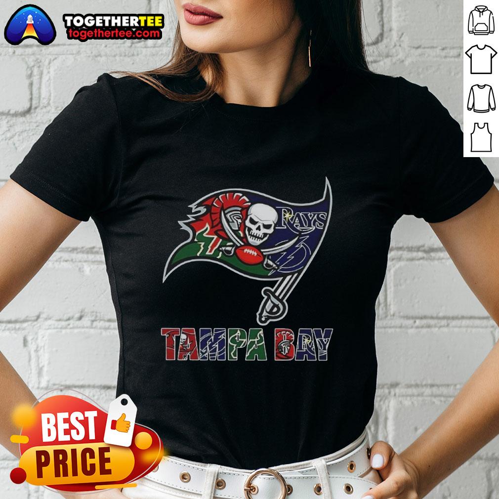 Awesome Tampa Bay Buccaneers Nfl And Tampa Bay Sport Teams Logo Ladies Tee Awesome Tampa Bay Buccaneers NFL logo on a ladies tee, showcasing team spirit for Tampa Bay sports fans.
