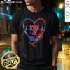 Awesome Texas Rangers Stethoscope Heartbeat T-Shirt showcasing a heart design, perfect for fans and medical professionals.