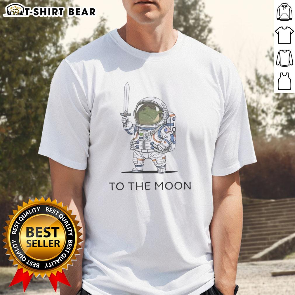Awesome To The Moon Astronaut Frog T Shirt Alt Text: Fun astronaut frog graphic on a 'Awesome To The Moon' T-shirt, perfect for space and animal lovers.