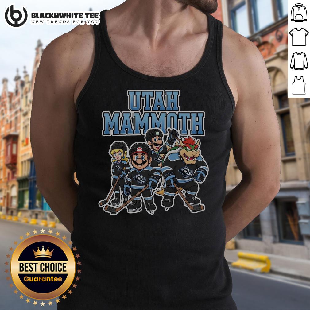 Awesome Utah Mammoth Super Mario Team Ice Hockey Tank Top Awesome Utah Mammoth Super Mario team ice hockey tank top featuring vibrant graphics and a sporty design for fans.